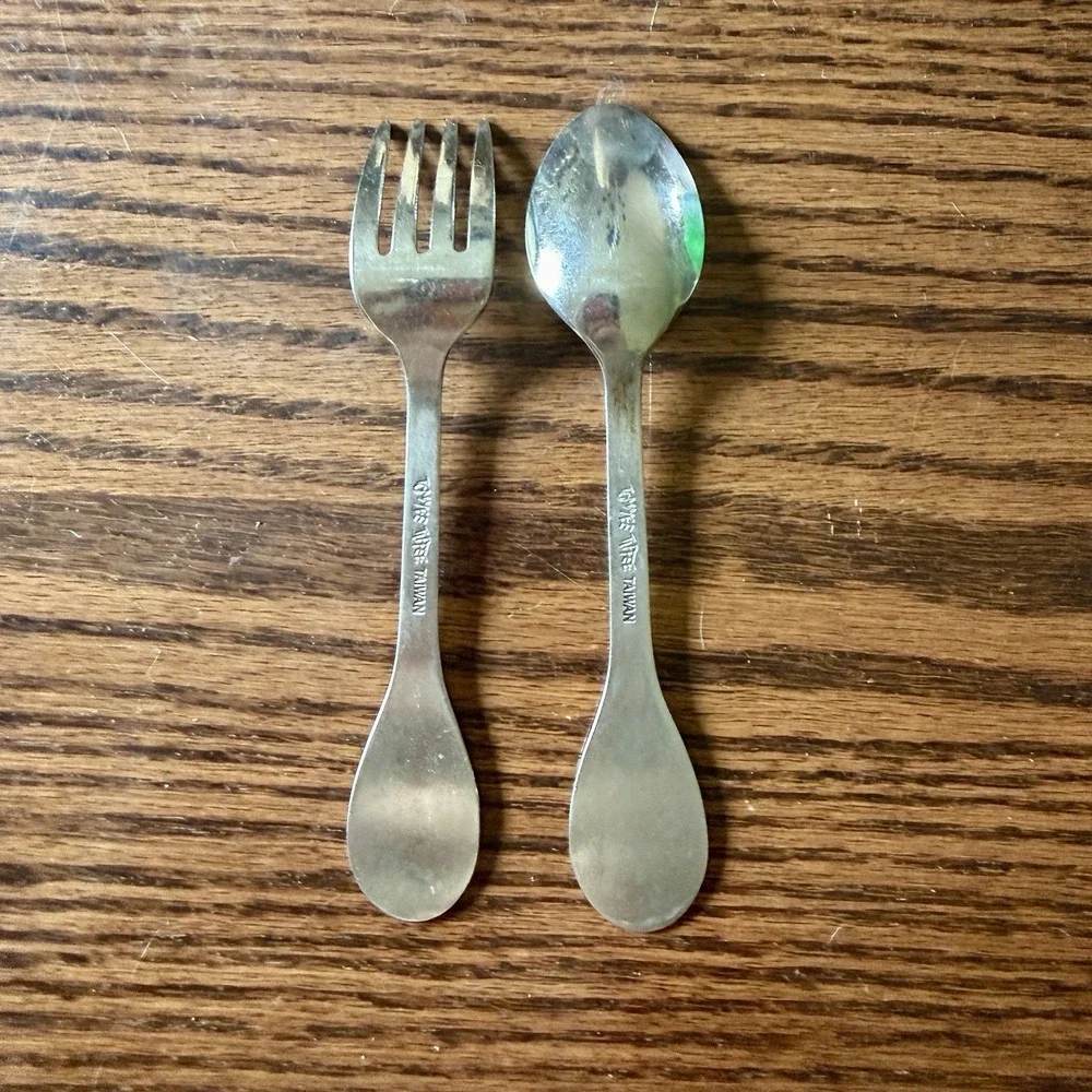 Vintage 1980s Tommee Tippee Disney Winnie The Pooh Bear Spoon & Fork Set Kid